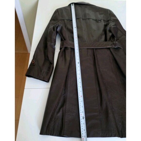 Vtg Cosa Nova Leather Trench Coat Men 36 Brown Belt Canada Quilted Remove Lining - Picture 7 of 16